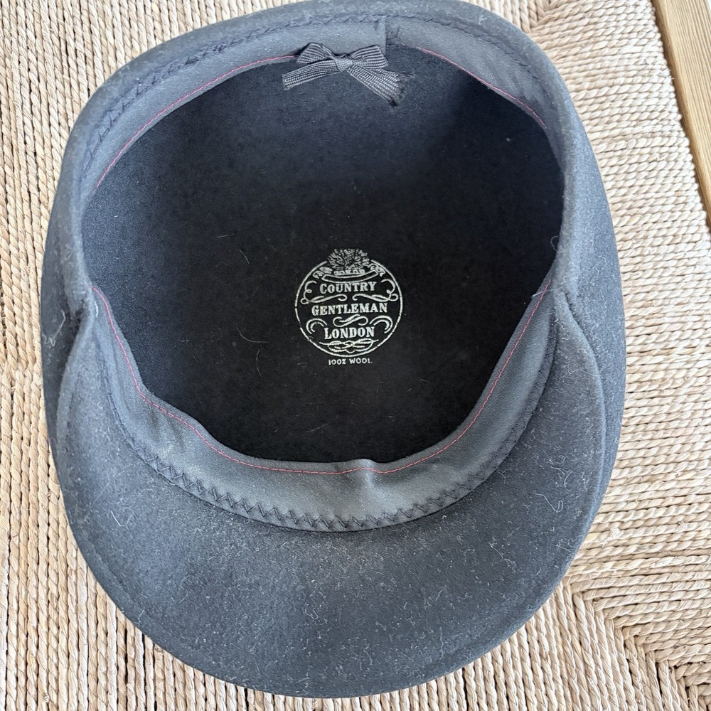 vtg COUNTRY GENTLEMAN Black LITE FELT Wool CUFFLEY Cap CABBIE Driver HAT Men's M - Picture 4 of 7